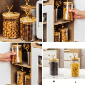 Deer Air Tight Glass Jar Pack of 3