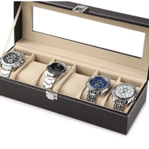 6 Slots Watch Organizer Beige Suede Velvet Regular