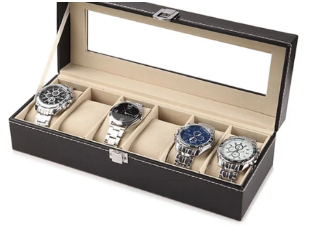 6 Slots Watch Organizer Beige Suede Velvet Regular - Image 3