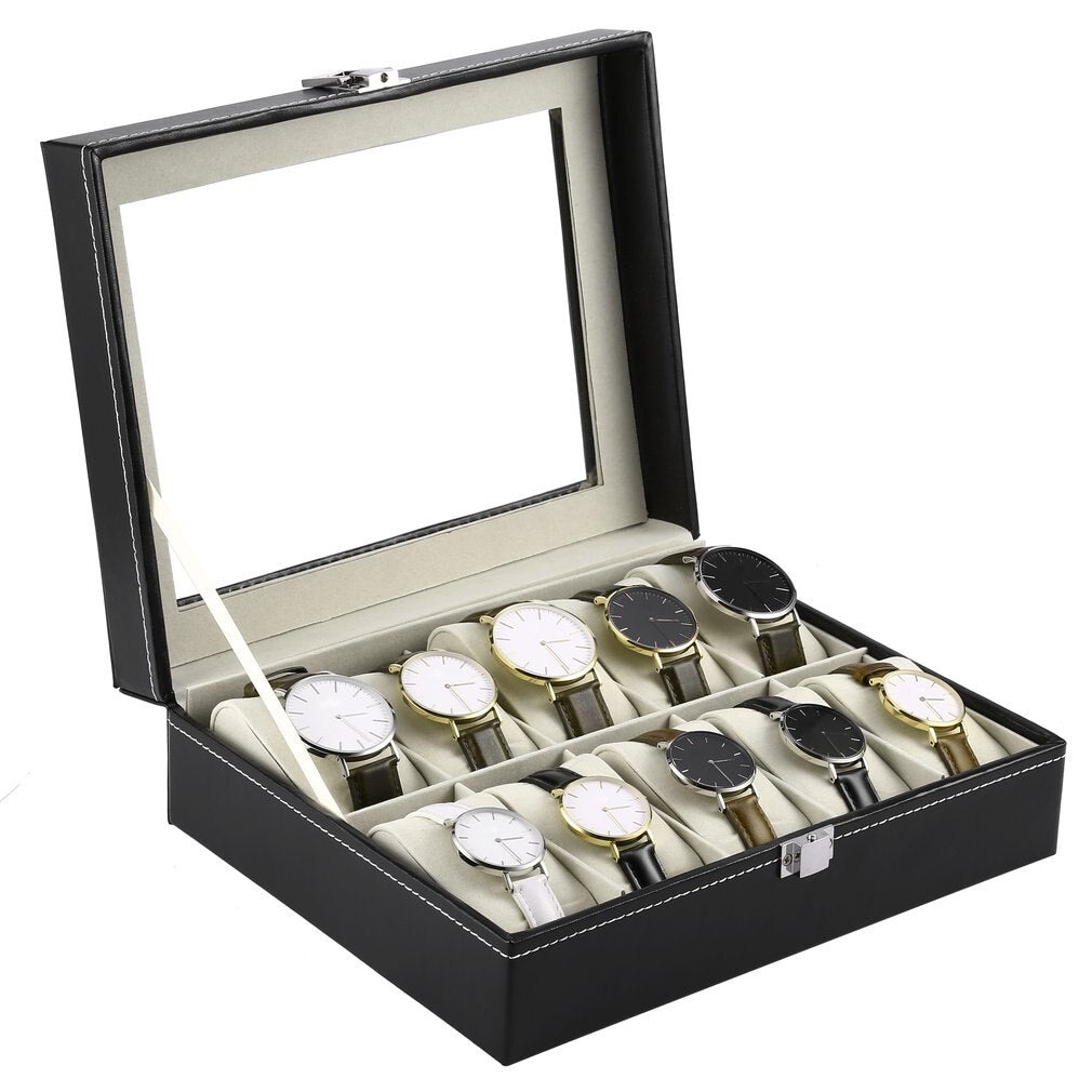 10 Slots Watch Organizer Beige Suede Velvet - Image 3