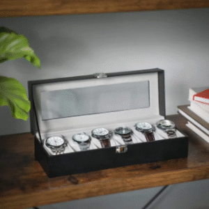 6 Slots Watch Organizer SILVER SOFT VELVET Premium