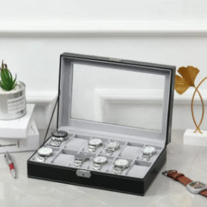 12 Slots Watch Organizer SILVER SOFT VELVET Premium