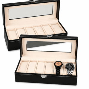(Deal Pack of 2) 6 Slots Watch Organizer Beige Suede Velvet