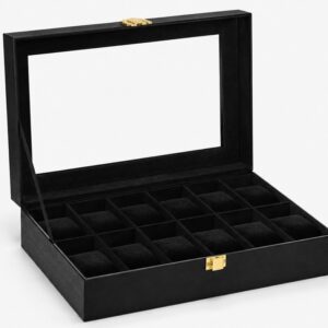 12 Slots Watch Organizer Black Soft Velvet Premium
