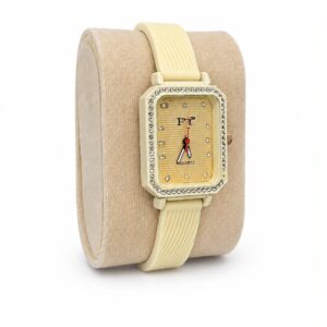 Square Dial Girls Wrist Watch Beige Color
