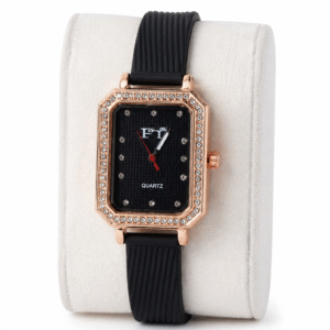 Square dial Girls Wrist Watch Black & Gold Color