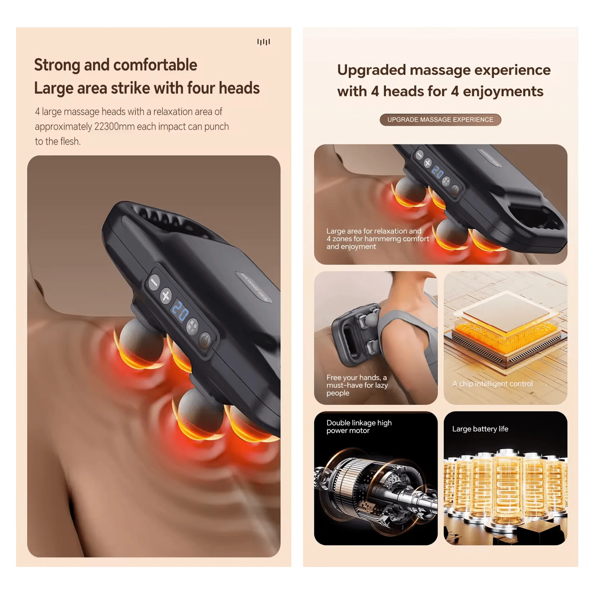 4 Head Multifunctional Handheld Massager (WHITE) - Image 4