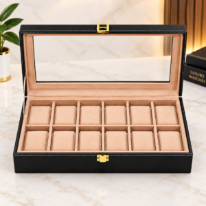 12 Slot Watch Organiser Rosegold Soft Velvet Premium
