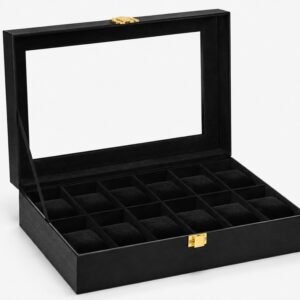 12 Slots Watch Organizer Black Soft Velvet Premium