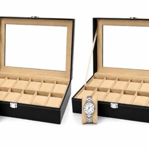 (Deal Pack of 2) 12 Slots Watch Box Organizer Beige