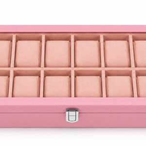 12 Slots Watch Box Organizer Pink Soft Velvet for Girls