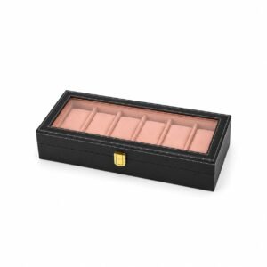 6 Slots Watch Box Organizer Rosegold Color Soft Velvet Premium