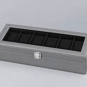 6 Slots Watch Box Organizer Grey Premium