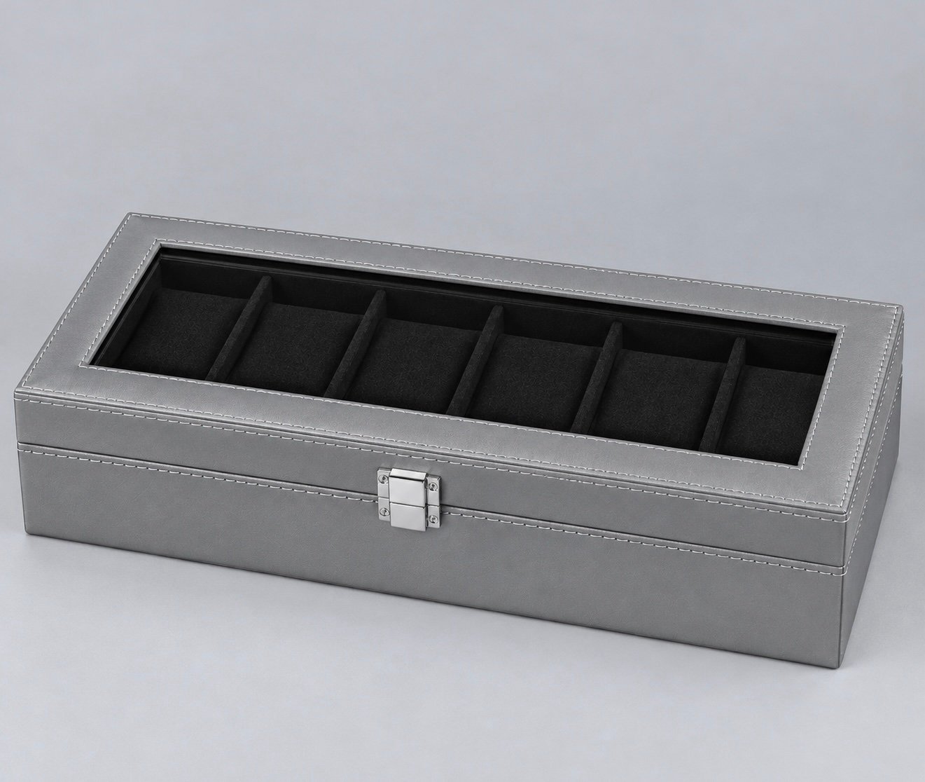 6 Slots Watch Box Organizer Grey Premium