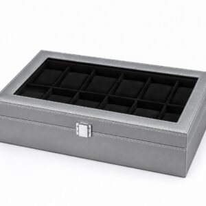 12 Slot Watch Box Organiser - Grey Premium